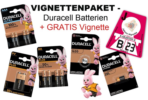 Bild von Aktionspaket: Duracell Batterien + 1x Vignette oder 9x Benzingutscheine GRATIS