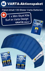Bild von VARTA Aktionspaket Longlife Power mit 130 Blister und 1 x Mini Stunt Kite Surf im Varta Design GRATIS!