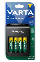 Bild von VARTA LCD Plug Charger 2100mAh / inkl. 4x AA 2100mAh Akku / Ladegerät für Akkus in AA/AAA/9V und USB Geräte