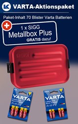Bild von VARTA Aktionspaket Longlife Max Power mit 70 Blister und 1 x SIGG Metallbox Plus inkl. Silikoneinsatz GRATIS!