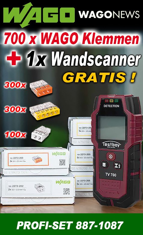 Bild von Wago Aktionspaket mit 700 Verbindungsklemmen und 1 x digitalem Wandscanner GRATIS!