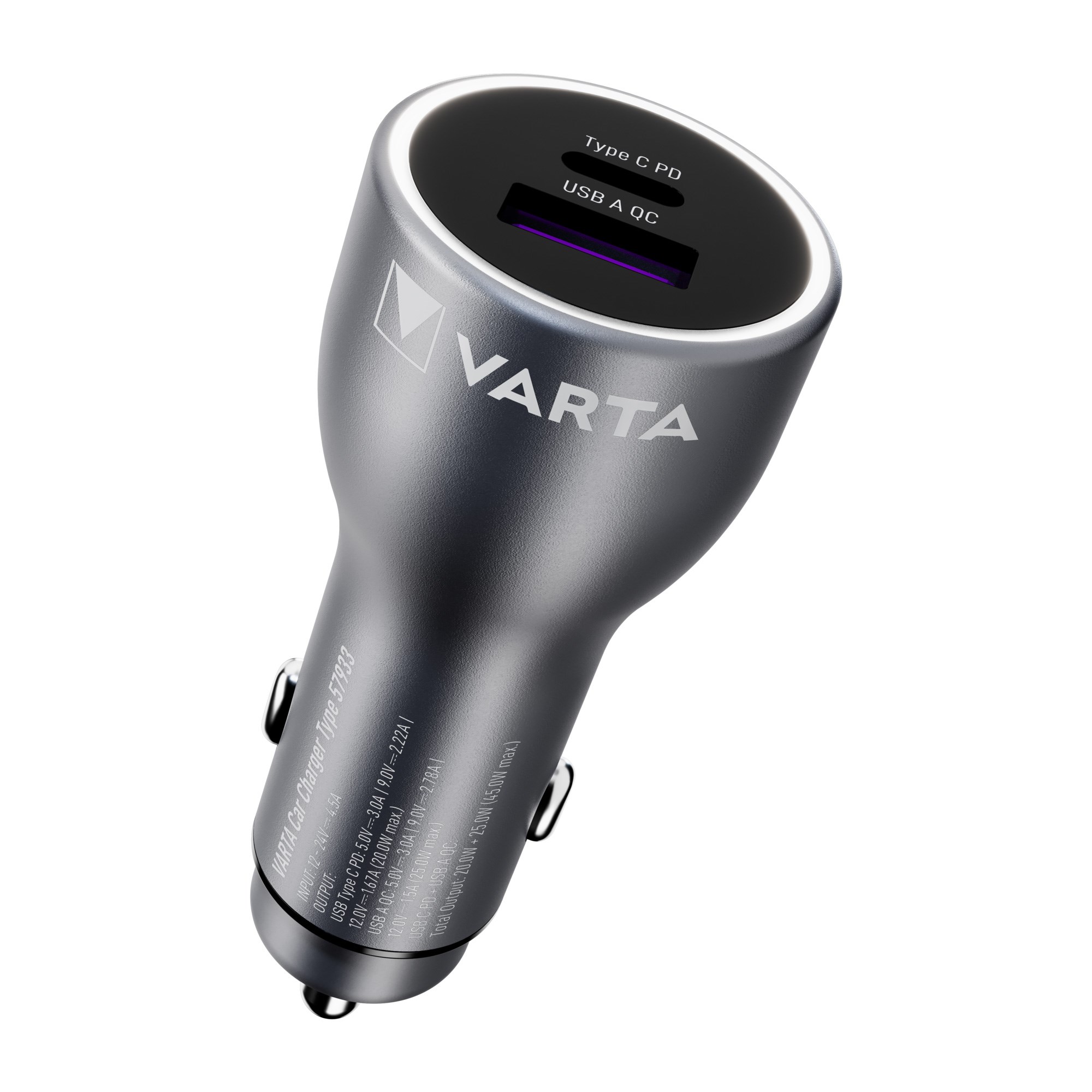 Bild von Varta Car Charger 12-24 V Adapter / lädt 2 Geräte gleichzeitig / 45W total output