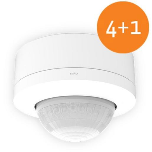 Bild von 4+1 Paket AP-Bewegungsmelder M42LR PIR / IP54 / 230V / 1 Kanal / 32-37 m / 360° / für Aufputz / weiß