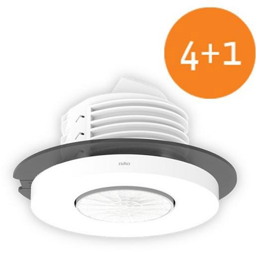 Bild von 4+1 Paket UP-Bewegungsmelder M42MR PIR / IP20 / 230V / 1 Kanal / 12-13 m / 360° / SnapFit / für Deckeneinbau / weiß