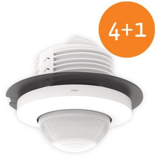 Bild von 4+1 Paket UP-Bewegungsmelder M42LR PIR / IP20 / 230V / 1 Kanal / 32-37 m / 360° / SnapFit / für Deckeneinbau / weiß