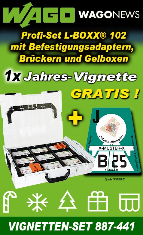 Bild von WAGO PROFI-SET Aktion L-BOXX® 102 mit Klemmen der Serien 221 und 2273, inkl. Befestigungsadaptern, Brückern, Gelboxen + Jahresvignette GRATIS