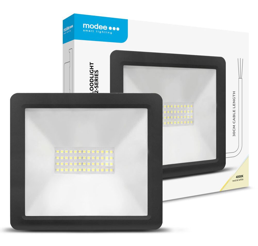 Bild von LED Flutlichtstrahler A2 Serie Slim 50W / 4.500lm / 220-240V / 120° / 4.000K nw / +30cm Kabel / IP65