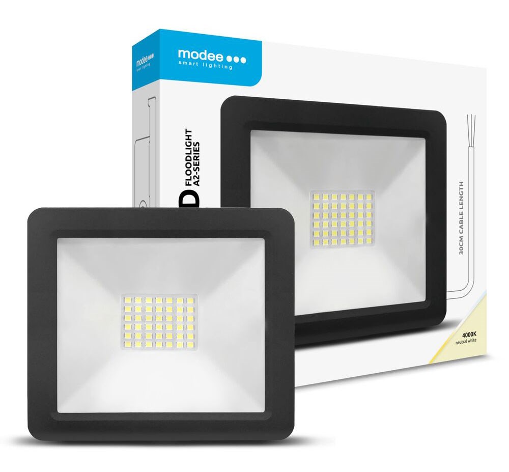 Bild von LED Flutlichtstrahler A2 Serie Slim 30W / 2.700lm / 220-240V / 120° / 4.000K nw / +30cm Kabel / IP65