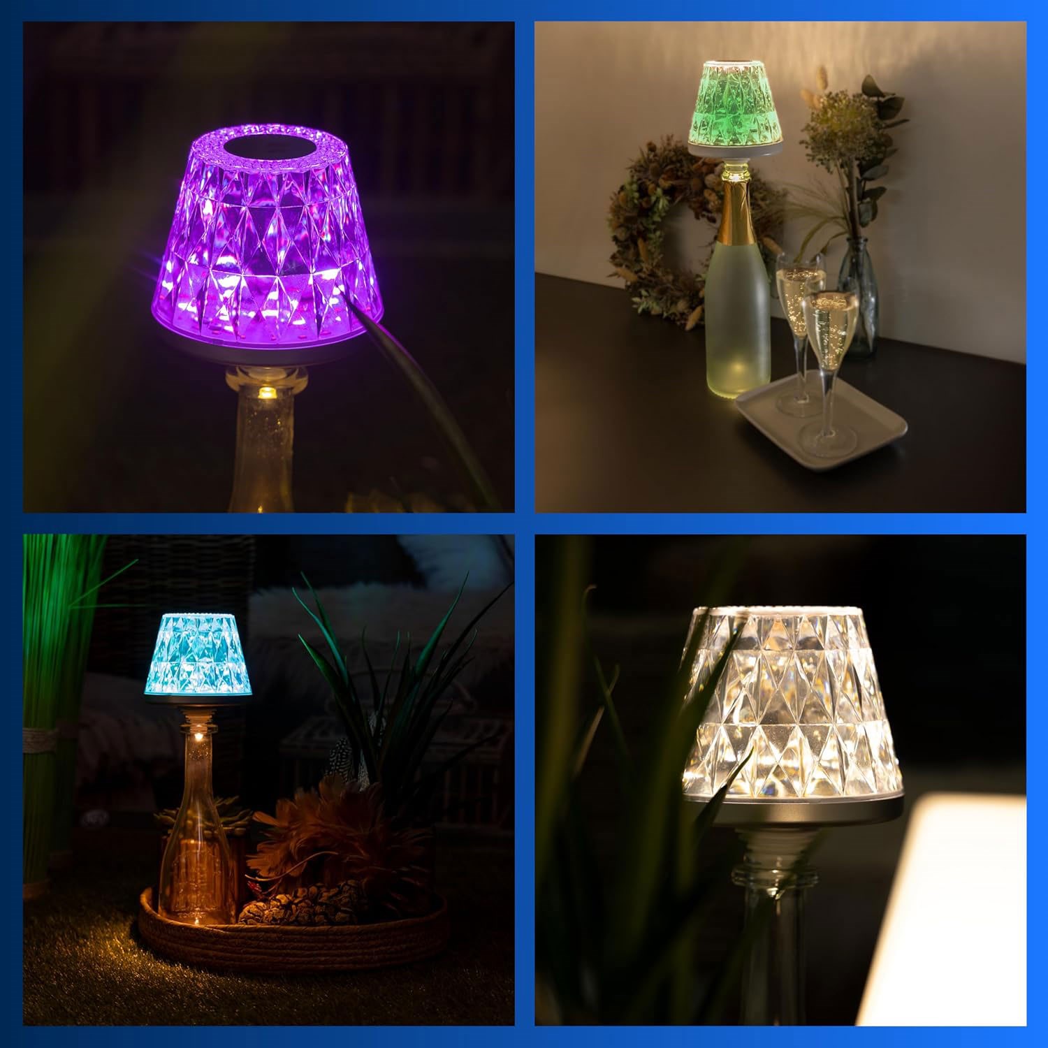 Bild von LED Akku Flaschenleuchte Lamprusco Cristal RGB / 130lm / 1,6W / 3.000 K / Li-Ion-Akku betrieben / inkl. USB-Kabel / IP54