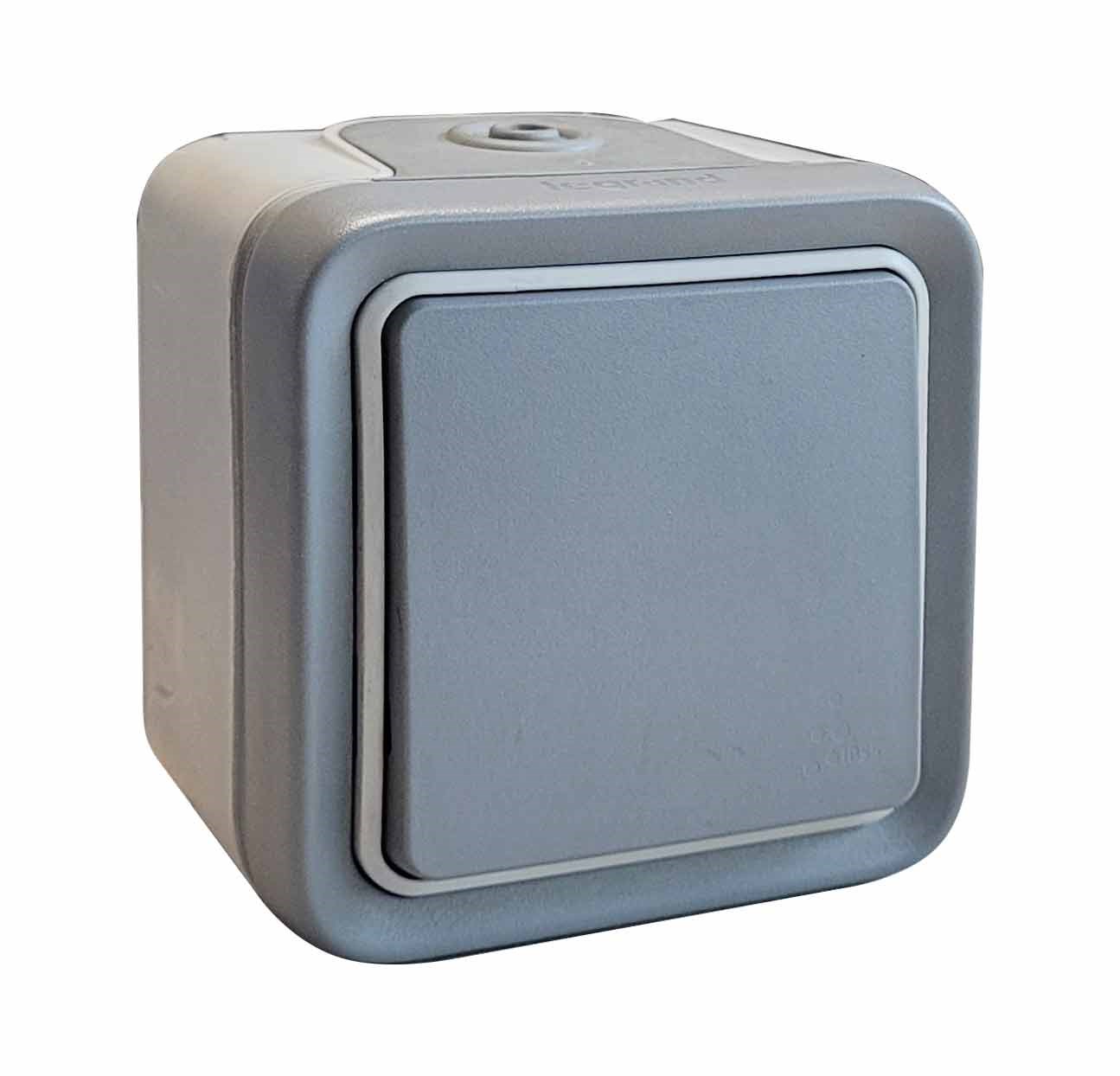 Bild von Legrand Plexo FR-AP-Multifunktionsschalter Wechselschalter 10AX / Taster 10A / Steckklemmen / IP55 / grau