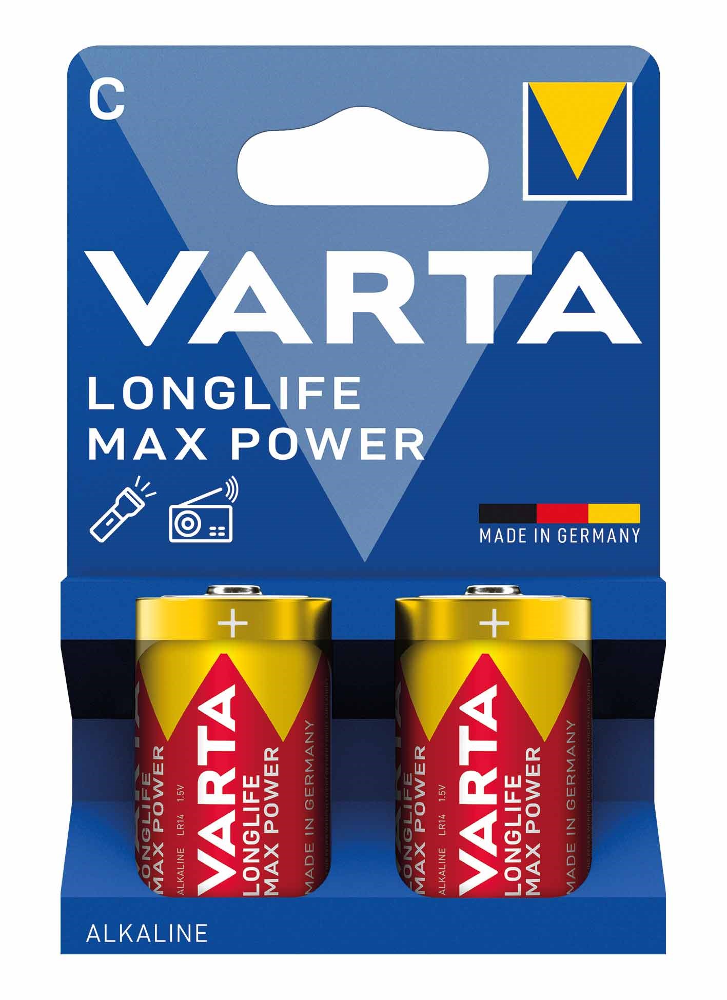 Bild von Varta Longlife Max Power Alkaline C / Baby / V04714 / 1,5V / 2er Blister