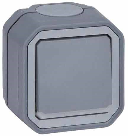 Bild von Legrand Plexo New FR-AP 2-poliger Schalter Kontroll 10AX / Steckklemmen (SL) / IP55 / grau