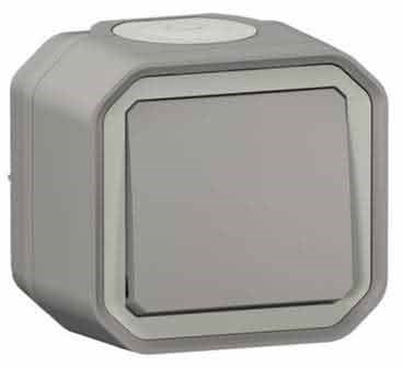 Bild von Legrand Plexo New FR-AP Wechselschalter 10 AX, Steckklemmen (SL) / IP55 / IK08 / grau