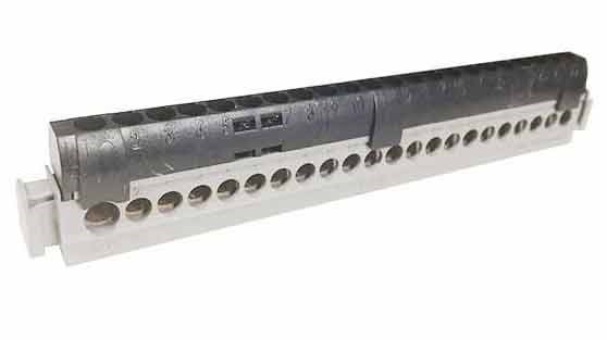 Bild von Legrand Klemmenleiste IP20 schwarz / 1x6 bis 25 mm² / 21x 1,5 bis 16 mm² / Länge 176 mm