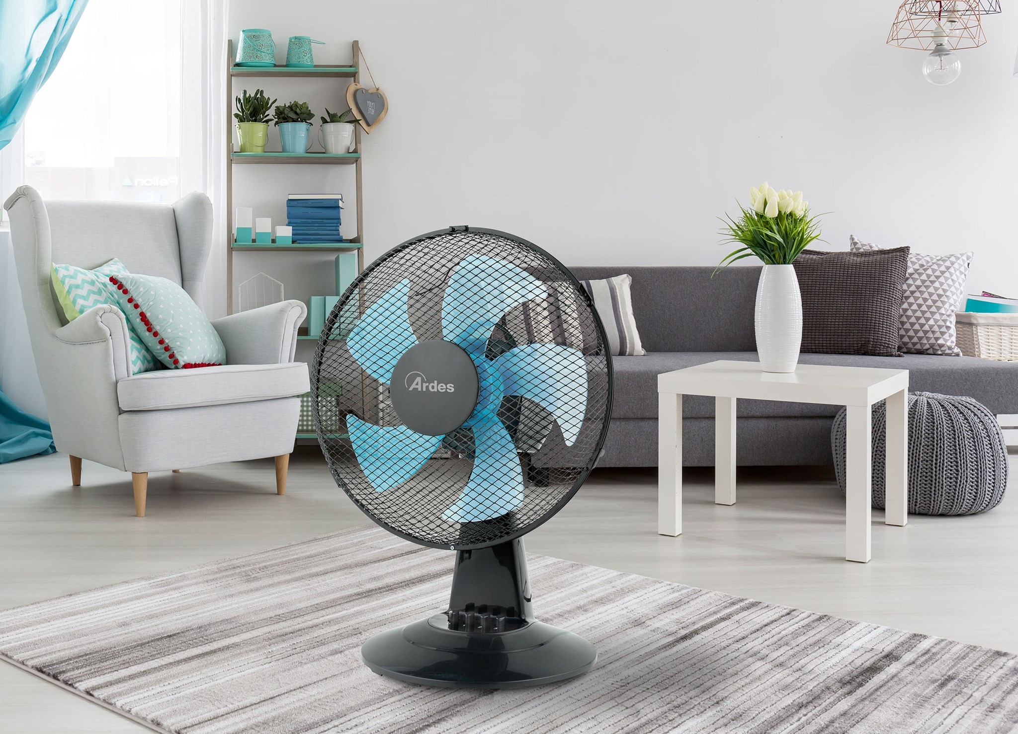 Bild von Tischventilator STEELO 30N / 30cm / schwarz/türkis / 3 Geschwindigkeitsstufen - 40 Watt