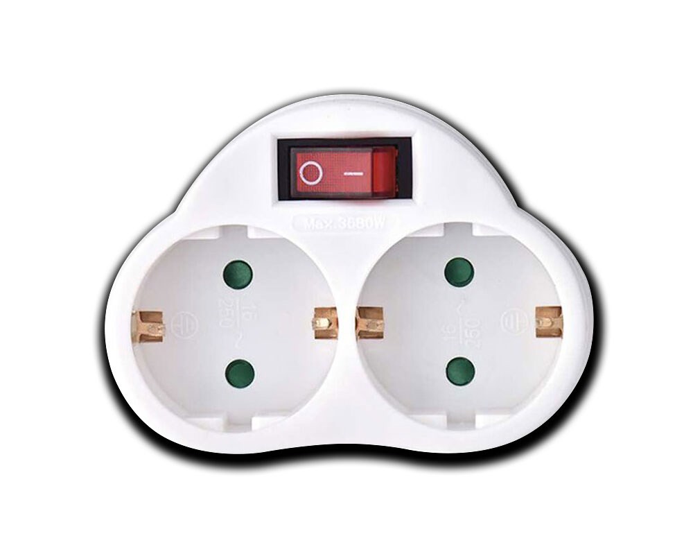 Bild von Steckdosen-Adapter 2fach + Schalter 16A