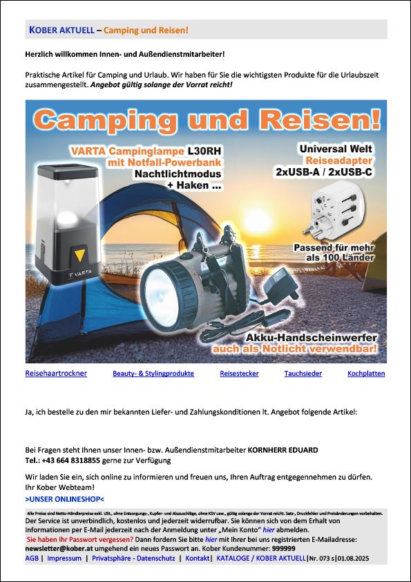 Bild von Kober Aktuell 2025-073 Camping und Reisen!