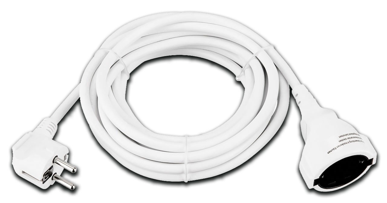 Bild von Verlängerung H05VV-F 3x1,5 / 3m / weiß / mit Schukostecker + Schukokupplung