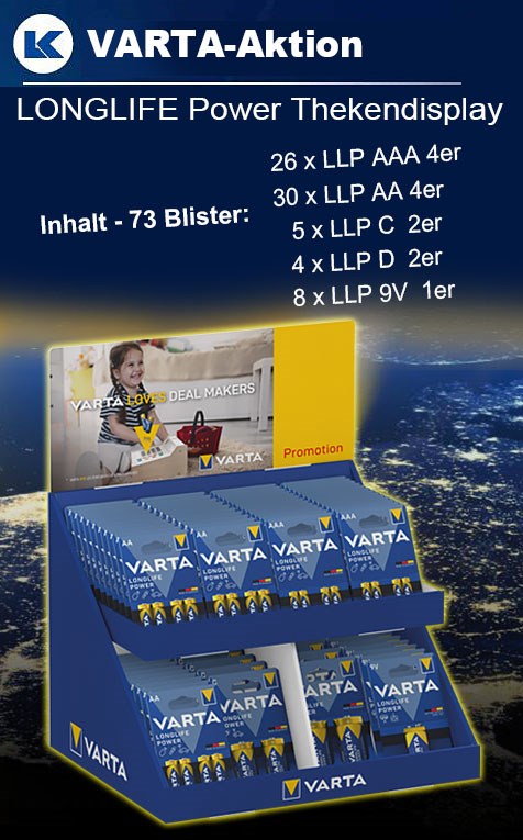 Bild von VARTA LONGLIFE Power Thekendisplay mit 73 Blister