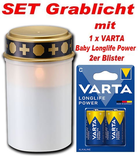 Bild von SET LED-Grablicht weiß mit 1x 634GL176 inkl. 1 x VARTA LLP Baby 951VA154 / V4914 (2er Blister)