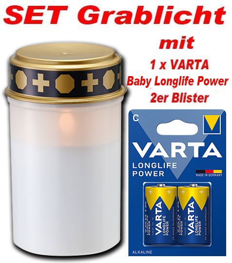 Bild von SET LED-Grablicht weiß mit Sensor mit 1x 634GL177 inkl. 1 x VARTA LLP Baby 951VA154 / V4914 (2er Blister)