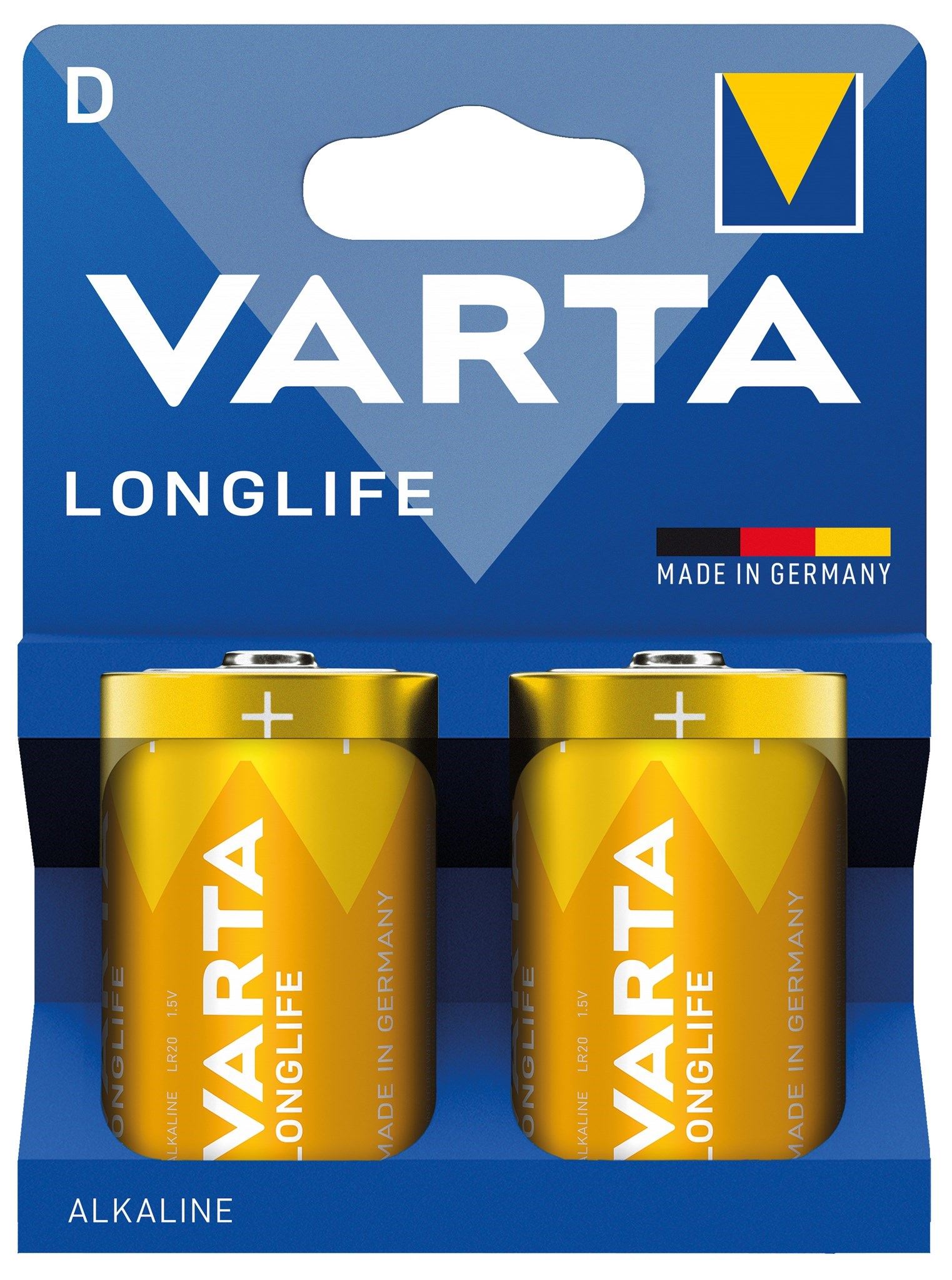 Bild von Varta Longlife Alkaline Mono D / 1,5V / LR20 / MN1300 - 2er Blister / V4120