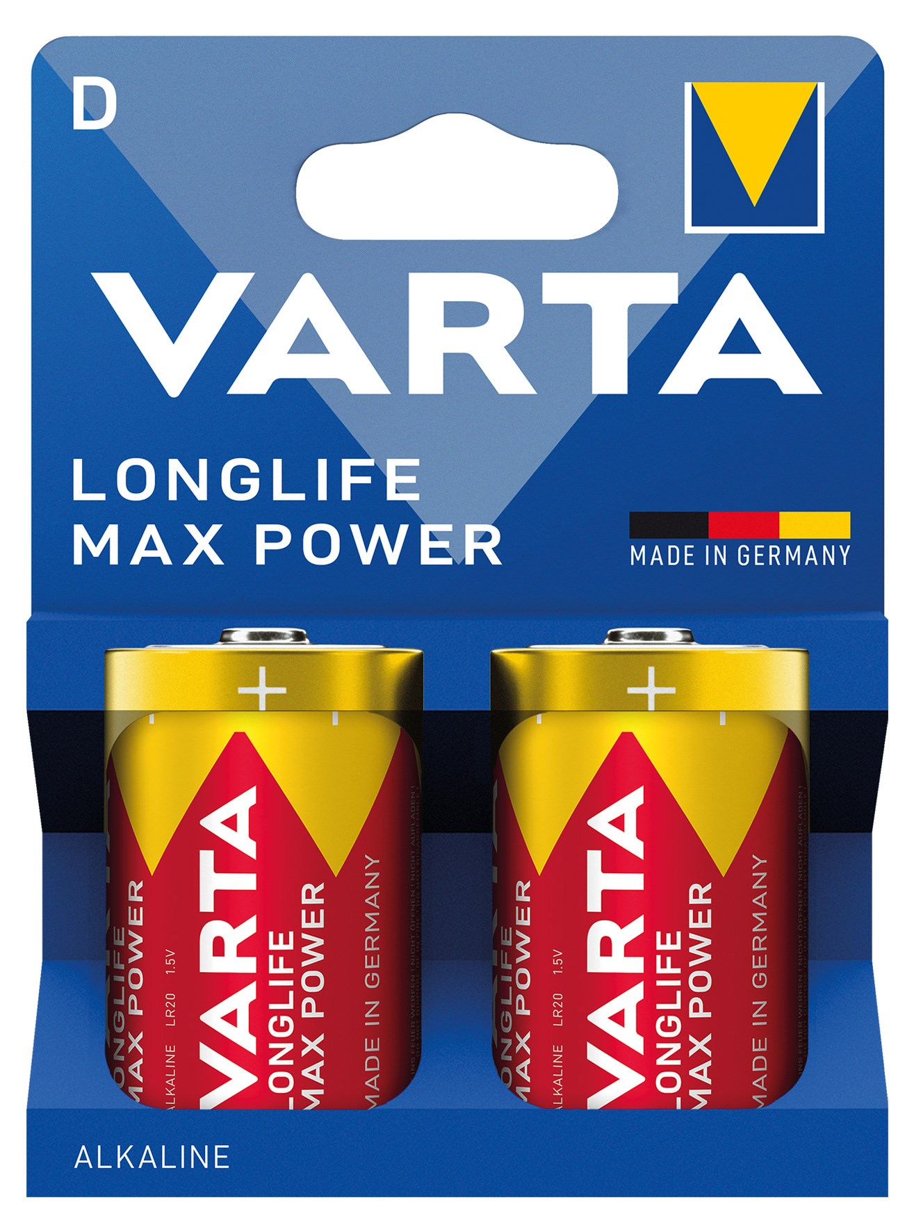 Bild von Varta Longlife Max Power Alkaline D Mono 1,5V / LR20 / MN1300 - 2er Blister / V4720