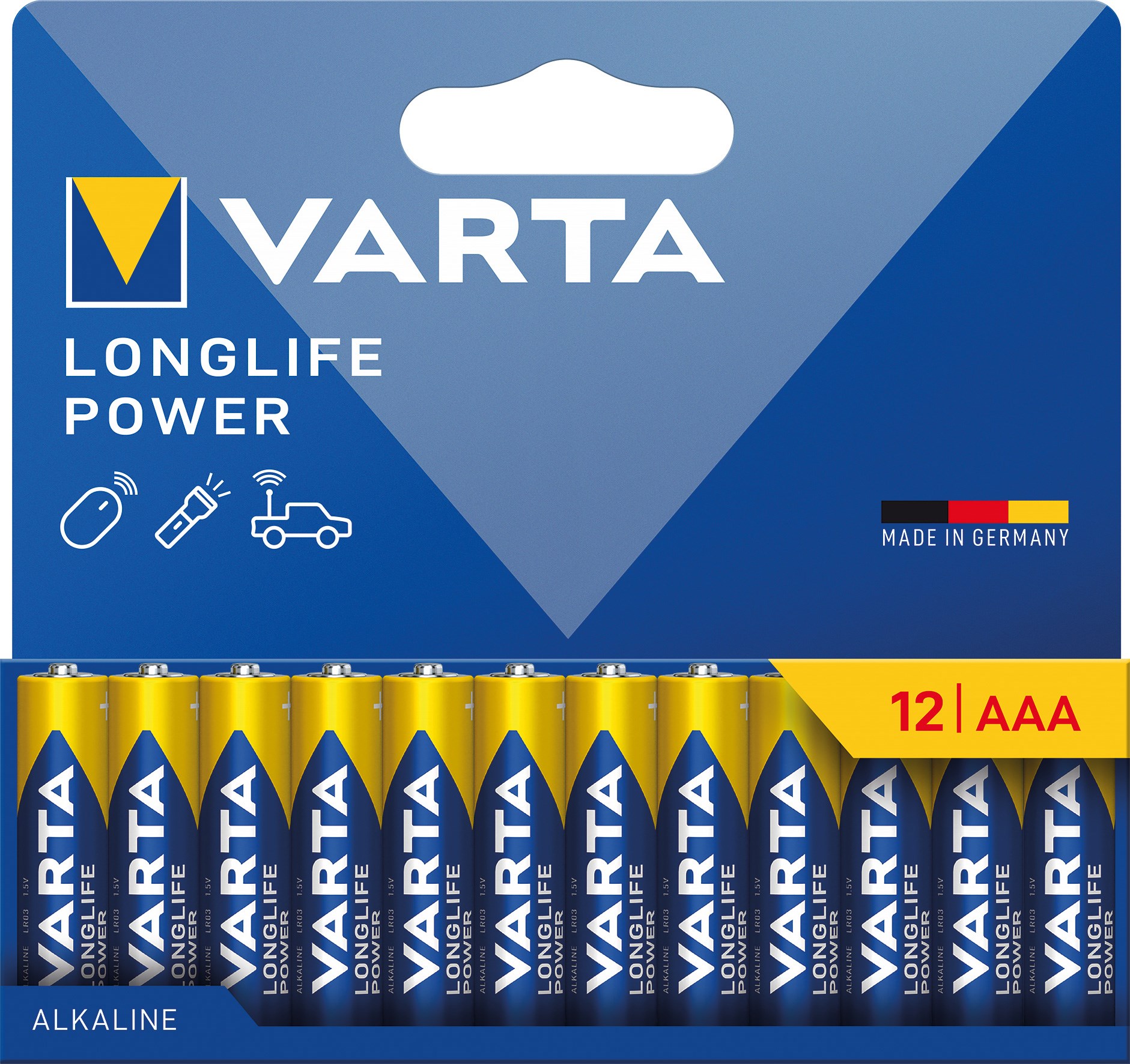 Bild von Varta Longlife Power Alkaline AAA Micro 1,5V / 12er Blister / V4903