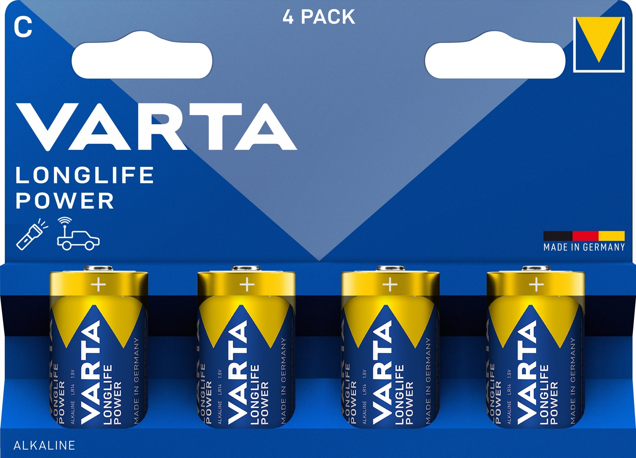 Bild von Varta Longlife Power Alkaline Baby Alkali 4er Blister / V4914