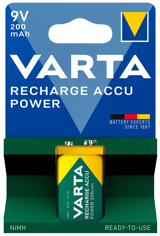 Bild von Varta Recharge Akku Power NiMH E-Block 6F22 / 200mAh / 9V / V56722 - 1er Blister