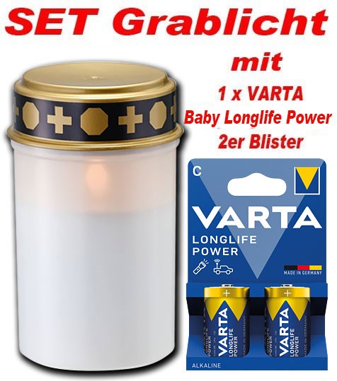 Bild von SET LED-Grablicht weiß mit Sensor mit 1x 634GL177 inkl. 1 x VARTA LLP Baby 951VA154 / V4914 (2er Blister)