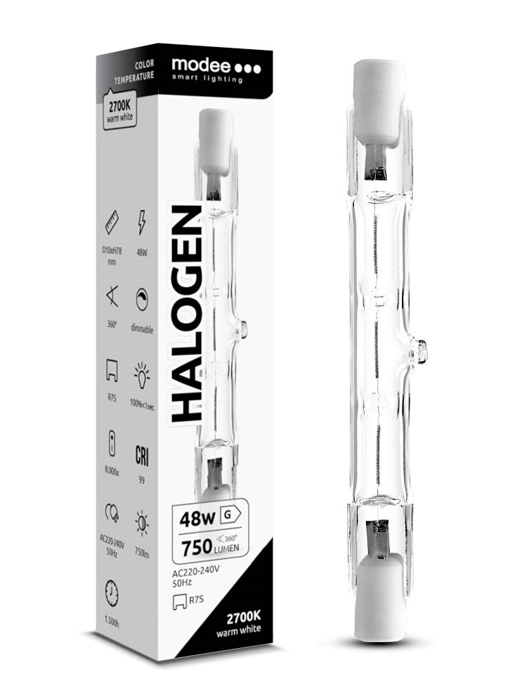 Bild von V Halogenleuchtstab 2-sockelig / 750lm / 48W / 220-240V / R7s / 78mm / 2.700K / ww klar dimmbar