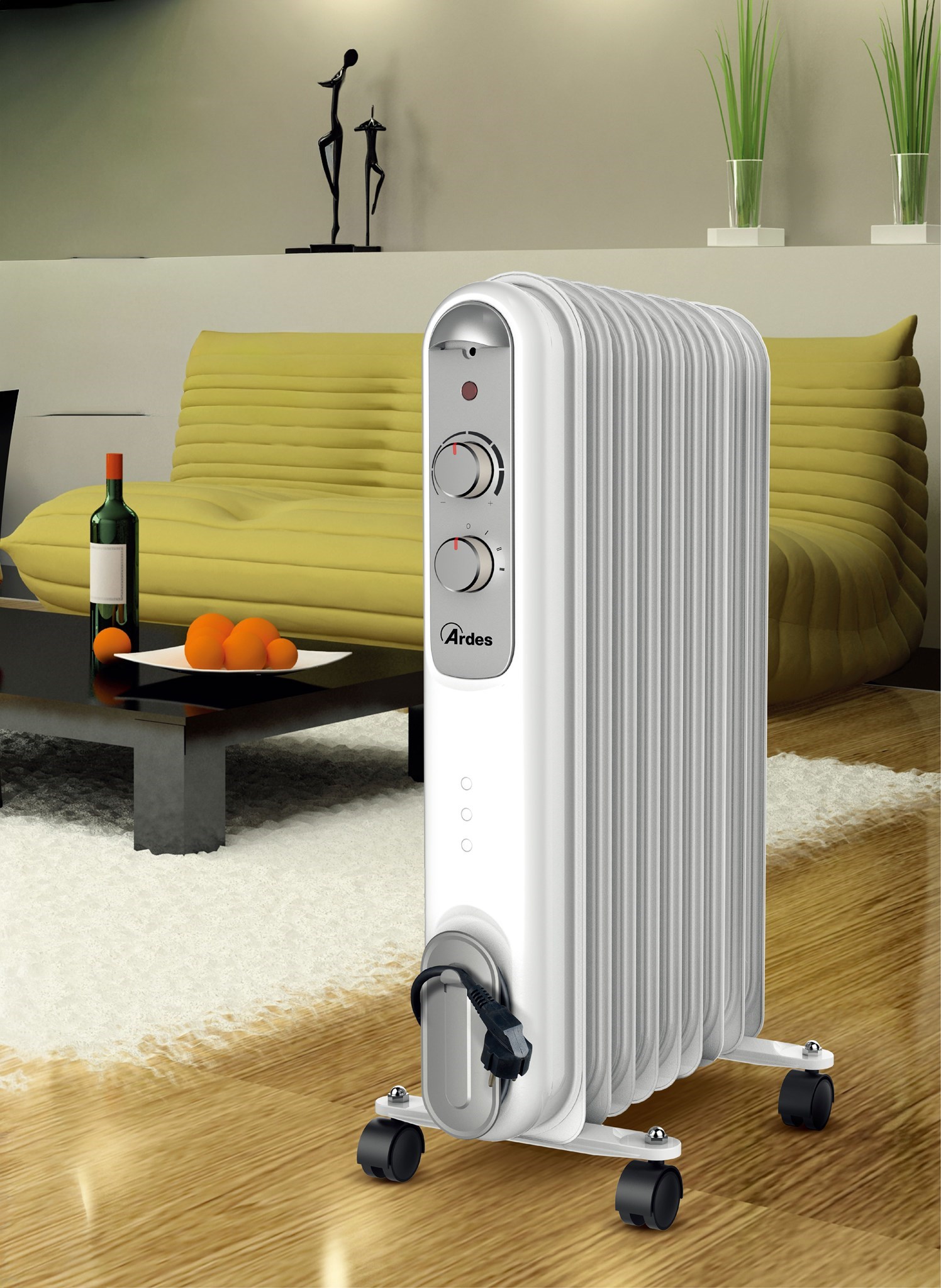 Bild von Ölradiator CURVY9 mit 9 Heizelementen / 3 Stufen / Thermostat / 2.000W / Kippschutzschalter
