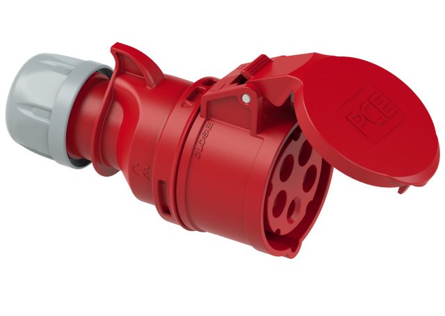 Bild von PCE CEE-TWIST Kupplungssteckdose SHARK IP44 / 32A / 5-polig / 6h / 400V mit Schraubklemmen