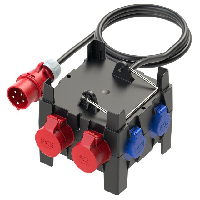Bild von PCE Kunststoff-Mobilverteiler ungesichert / Baureihe IMST / 2xCEE16A/5 5xSSD, 2m 5G2,5 mit CEE-Stecker / IP44