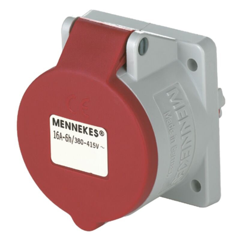 Bild von Mennekes CEEform-Anbausteckdose mit TwinContact - schraubenlos IP44 / 5 x 16A / 400V / Flansch 75 x 75 mm, geradeMennekes CEEform-Anbausteckdose mit TwinContact - schraubenlos IP44 / 5 x 16A / 400V / Flansch 75 x 75 mm, gerade