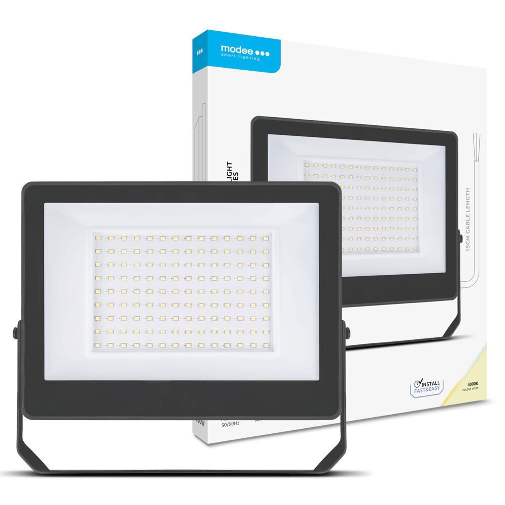 Bild von LED Flutlichtstrahler A3 Serie Slim / 100W / 10.000lm / 220-240V / 120° / 4.000K nw / +15cm Kabel / IP65