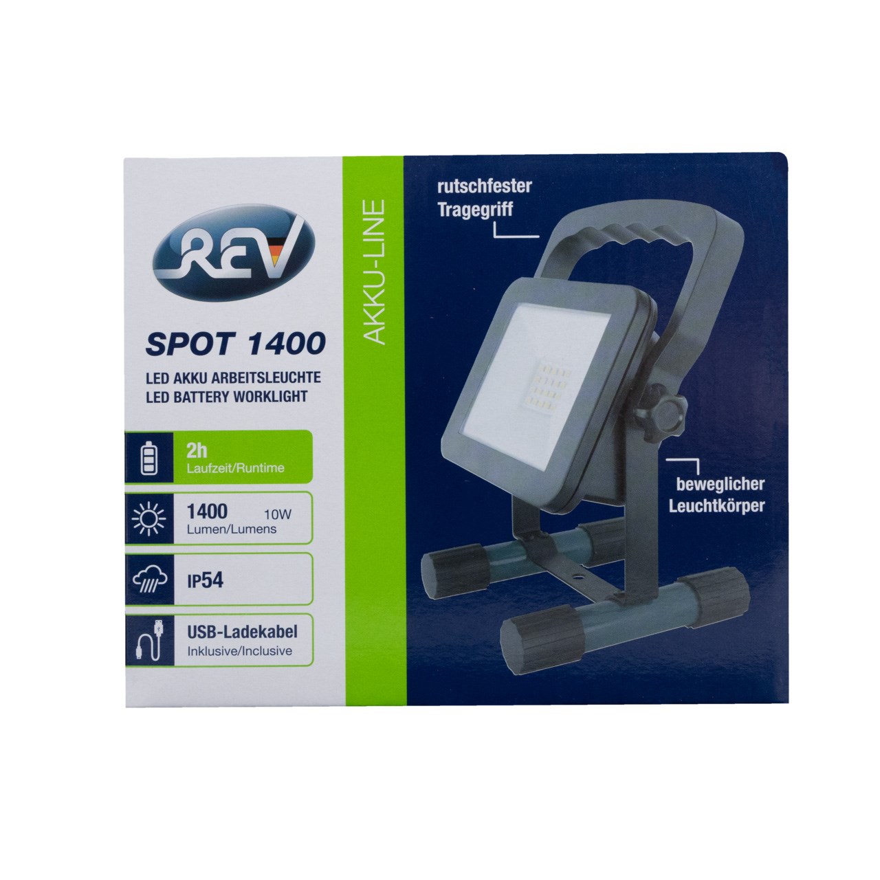 Bild von LED Arbeitsleuchte Akku SPOT IP54 / 1.400lm / 10W / 6.500K / Tageslicht / inkl. USB-Ladekabel / petrol-schwarz, Bild 5