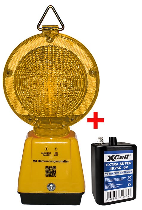 Bild von SET 1x LED-Warnblinklampe 636EU902 gelb/gelb + 1x XCell Extra Super 4R25 6V 9,5Ah