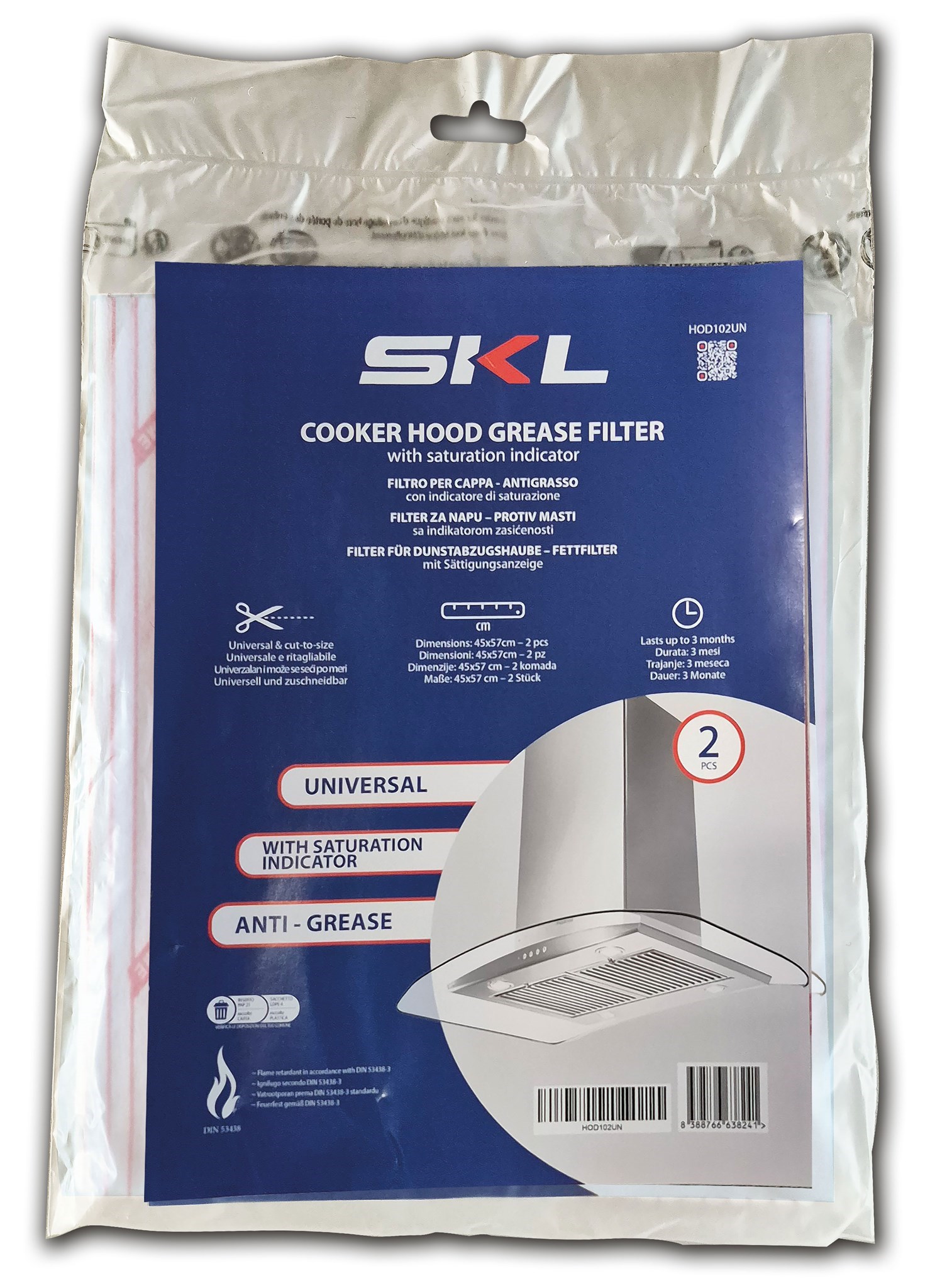 Bild von 2er Packung Universeller Fettfilter für Dunstabzugshauben mit Sättigungsanzeige / 45x57cm 