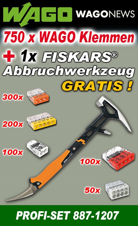 Bild von WAGO Aktionspaket mit 750 Klemmen und 1 x FISKARS® Abbruchwerkzeug GRATIS