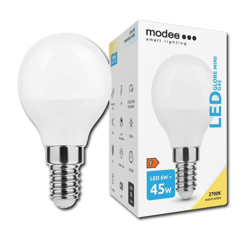 Bild von SMD LED-Kugellampe G45 / 550lm / 6W / E14 / 220-240V / 180° / 2.700K / 827 ww matt