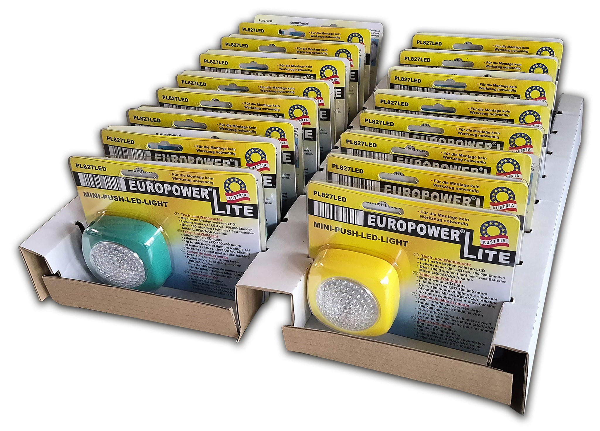 Bild von 32er Tischaufsteller Mini-Push-LED-Lights eckig / Wand- und Schrankleuchte PL827